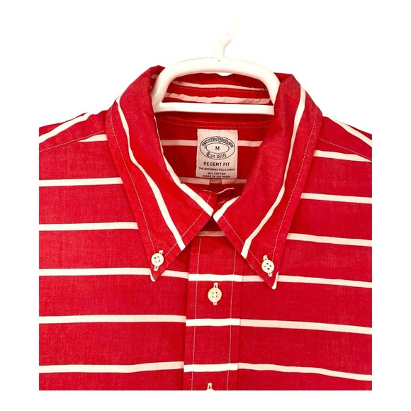 Brook Brothers Striped Shirt Mens Button Up Short Sleeves Sz Medium M - Picture 2 of 9